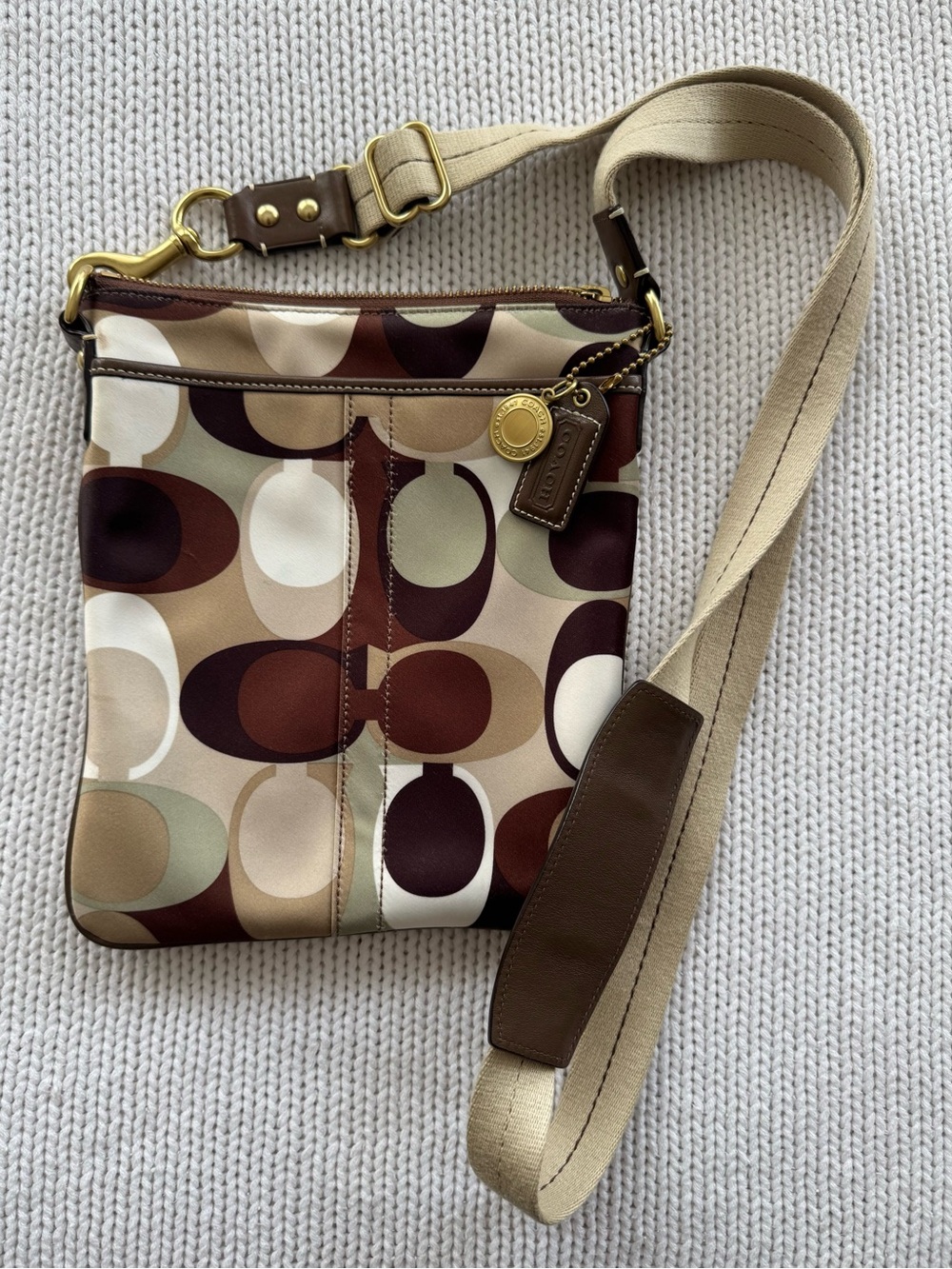 Vintage Coach Multi Oval Signature Canvas Crossbody Bag